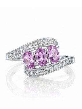 Purple Amethyst Gemstone ring, size 7, 925 Sterling Silver Charmed Aroma